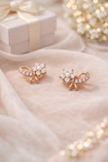 Bow Knot with Floral Detail Stud Earrings