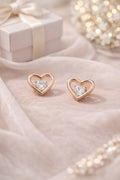 Gold Heart-in-Heart Studs